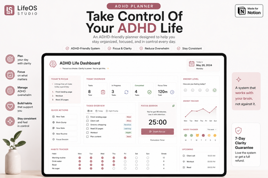 ADHD Notion Planner – Productivity & Focus Template