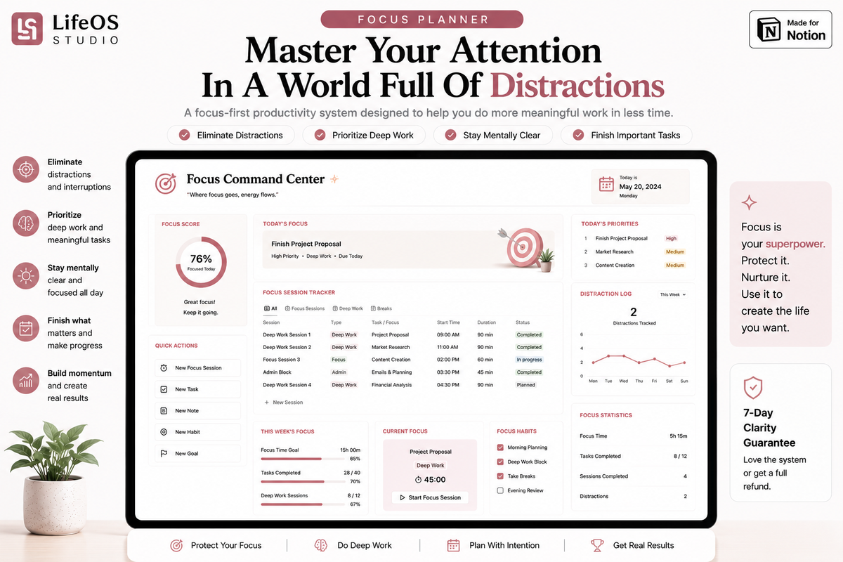 Focus & Dopamine Planner – ADHD Notion Template