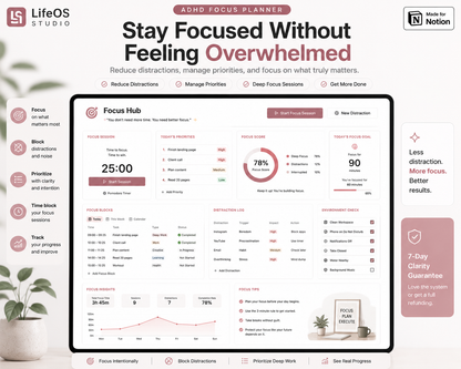 ADHD Notion Planner – Productivity & Focus Template