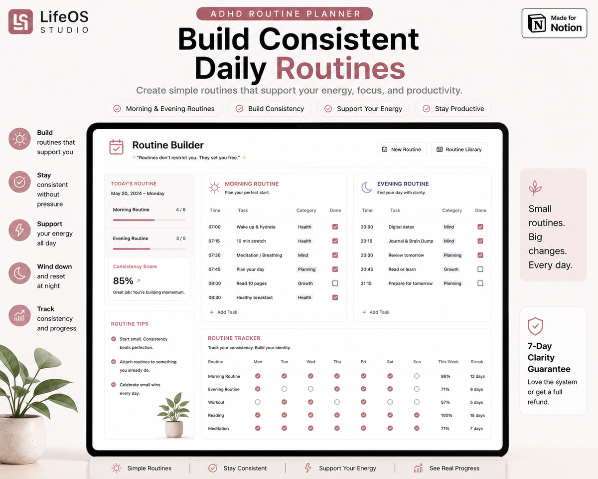 ADHD Notion Planner – Productivity & Focus Template