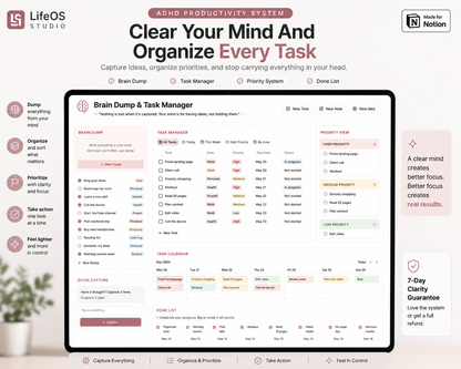 ADHD Notion Planner – Productivity & Focus Template